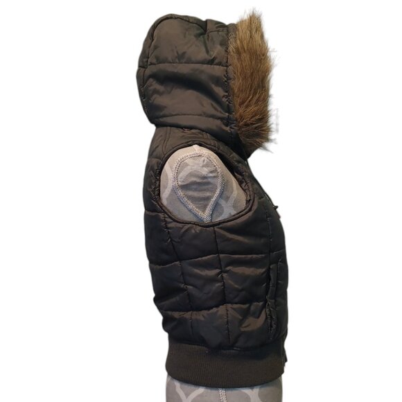 BONGO S Quilted Vest with Faux Fur Detachable Hood (4924) - Picture 4 of 10